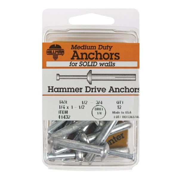 Hillman 41432 0.25 x 1.5 in. Hamdri Zamac Nailin Anchor- pack of 5 5332788 - main